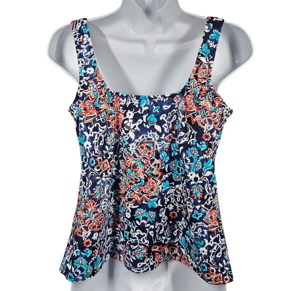 A & H Sportswear Co. Inc. Scoop Neck Tankini Top with Tummy Control Size 14 - Picture 3 of 10